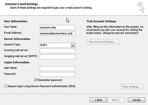 Outlook 2010 Email Accounts