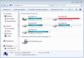 My Computer Window, Freeing up hard drive space, Available hard drive space
