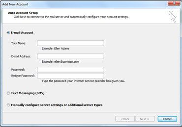 Outlook 2010 Email Accounts