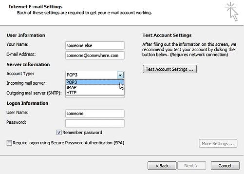 Outlook 2010 Email Accounts