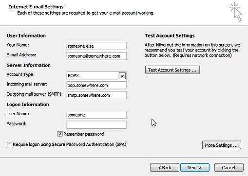 Outlook 2010 Email Accounts